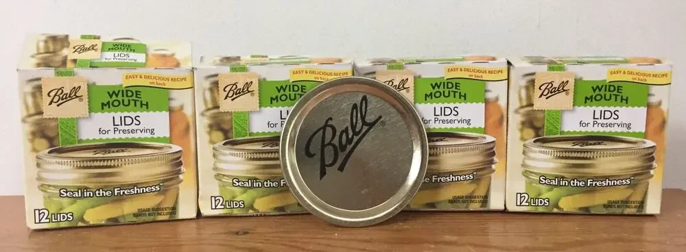 New Ball Lid Band Wide Mouth Brass 48pc Canning Jar Lids No Bands 48 Count
